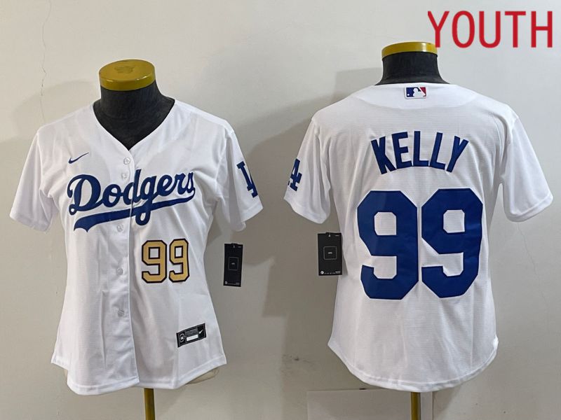 Youth Los Angeles Dodgers 99 Kelly White 2024 Nike Game MLB Jersey style 3